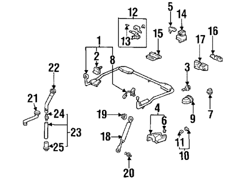 1997 Honda Civic del Sol Roof Holder Bracket, R. Roof Stopper Diagram for 74726-SR2-951