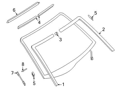 2003 Infiniti Q45 Reveal Moldings Moulding-Windshield Side, RH Diagram for 72760-AR700