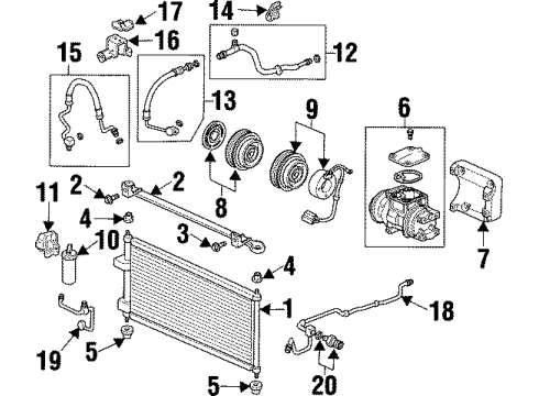 1998 Acura CL A/C Condenser, Compressor & Lines Pipe, Suction Diagram for 80321-SS8-A01