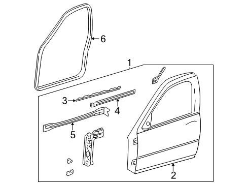 1999 Oldsmobile Alero Front Door Weatherstrip, Front Side Door Diagram for 15147498