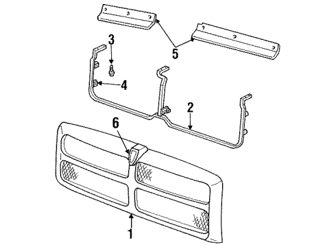 1994 Dodge Ram 1500 Grille & Components Nut-Hexagon Diagram for 6100045