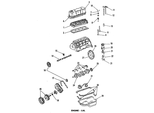 1992 GMC Sonoma Engine Parts, Mounts, Cylinder Head & Valves, Camshaft & Timing, Oil Cooler, Oil Pan, Oil Pump, Balance Shafts, Crankshaft & Bearings, Pistons, Rings & Bearings Gasket-Cyl Head Diagram for 10101784