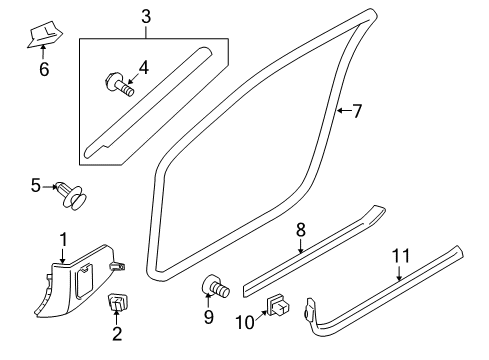 2010 Nissan GT-R Interior Trim - Pillars, Rocker & Floor Welt-Body Side, Front LH Diagram for 76922-JF00A