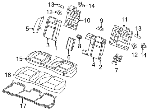 2017 Chrysler 300 Rear Seat Components CUPHOLDER Diagram for 5ZP61ND2AA