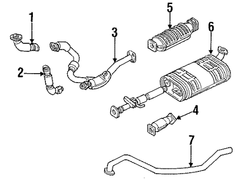 1995 Honda Passport Exhaust Components Muffler Assembly, Exhuast Diagram for 8-97096-987-2