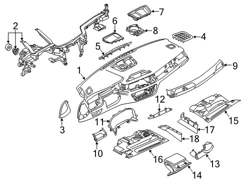 2020 BMW 740i xDrive Instrument Panel Components Trim, Centre Speaker Diagram for 51459345348