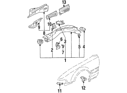 1994 Acura Vigor Structural Components & Rails Bolt, Side Mounting (12MM) Diagram for 90116-SD4-010