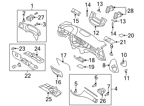 2009 Hyundai Genesis Cluster & Switches, Instrument Panel Cover Assembly-Crash Pad Side Mounting Diagram for 84781-3M000-BR