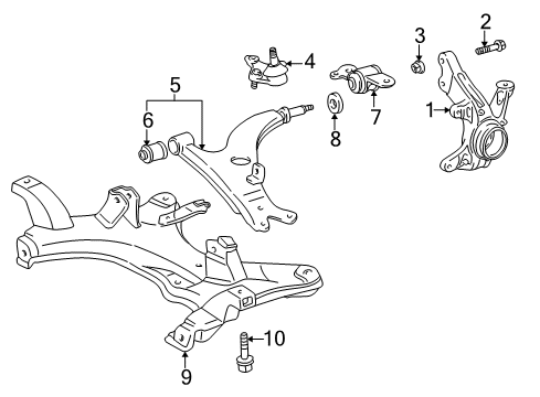 1998 Toyota RAV4 Front Suspension Components, Lower Control Arm, Stabilizer Bar Engine Cradle Diagram for 51201-42040