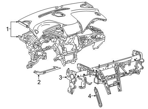 2019 Chevrolet Cruze Cluster & Switches, Instrument Panel Bracket Diagram for 39026711