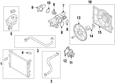 2012 Hyundai Tucson Cooling System, Radiator, Water Pump, Cooling Fan Blower Assembly Diagram for 25380-2S500