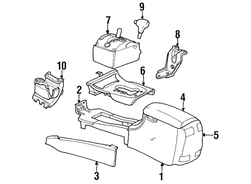 1999 Chrysler LHS Center Console CUPHOLDER-Console Diagram for RD49MF1AC