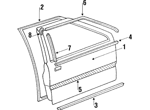 1986 Hyundai Excel Door & Components Weatherstrip Assembly-Front Door Lower, RH Diagram for 82140-21300