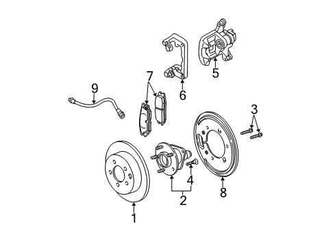 2001 Pontiac Aztek Rear Brakes Cylinder Kit, Rear Brake Diagram for 10310613