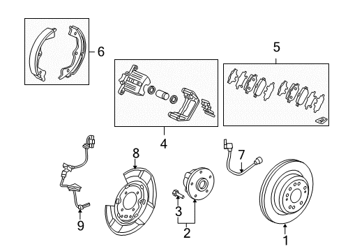 2012 Acura RL Brake Components Front Pad Set Diagram for 45022-SJA-050