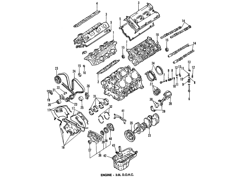 1992 Mitsubishi 3000GT Engine Parts, Mounts, Cylinder Head & Valves, Camshaft & Timing, Oil Cooler, Oil Pan, Oil Pump, Crankshaft & Bearings, Pistons, Rings & Bearings Timing Belt Diagram for MD175653
