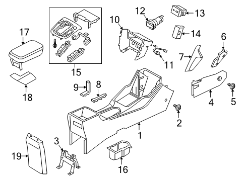 2021 Hyundai Kona Console Cover Assembly-Console Rear Diagram for 84690-J9000-TRY