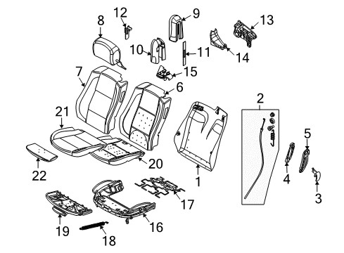 2004 BMW 645Ci Front Seat Components Foam Pad Basic Seat Left Diagram for 52107052403