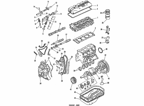1986 Mitsubishi Montero Engine Parts, Mounts, Cylinder Head & Valves, Camshaft & Timing, Oil Pan, Oil Pump, Balance Shafts, Crankshaft & Bearings, Pistons, Rings & Bearings Gasket-Oil Pump Diagram for MD191432
