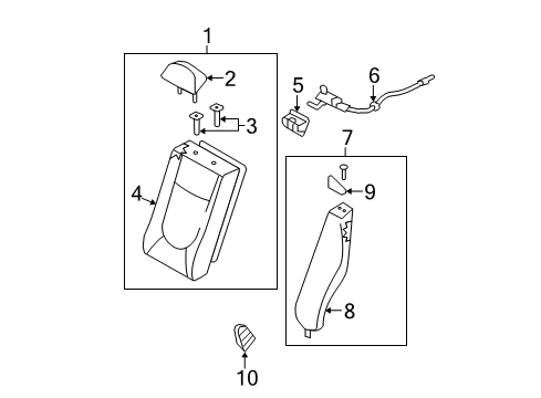 2009 Kia Spectra Rear Seat Components Cover-Catch, LH Diagram for 897102F000GW