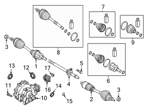 2021 Genesis G90 Carrier & Front Axles Joint Kit-Fr Axle Di Diagram for 49536D2100