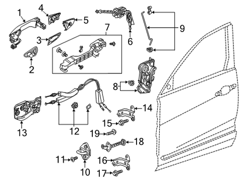 2022 Acura TLX Lock & Hardware LATCH ASSY-, L- FR Diagram for 72150-TVA-A02