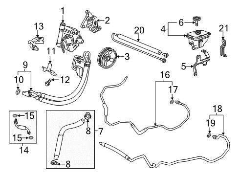 2019 Cadillac XTS P/S Pump & Hoses, Steering Gear & Linkage Reservoir Hose Diagram for 22808464