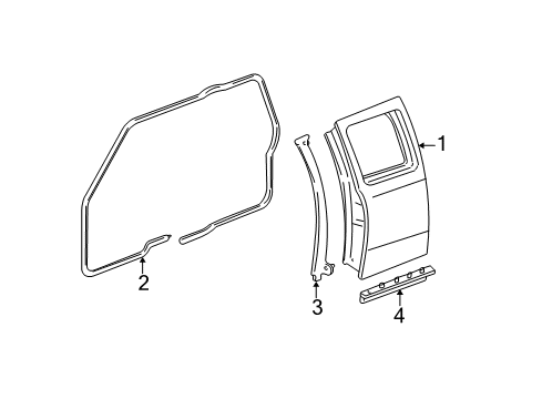 2008 Ford Ranger Rear Door Front Weatherstrip Diagram for 8L5Z-13253A37-A