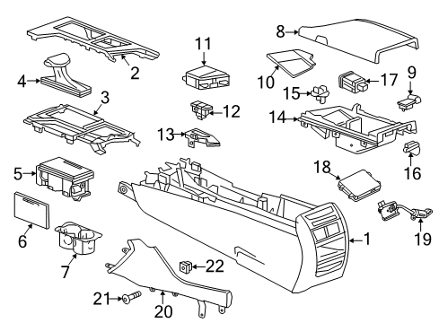 2018 Cadillac CT6 Center Console Armrest Hinge Diagram for 84094186