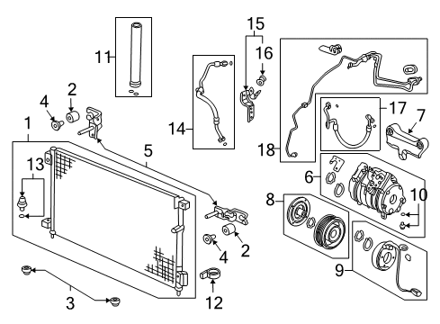 2003 Honda Accord Air Conditioner Clamp, Suction Pipe Diagram for 80365-S84-A00