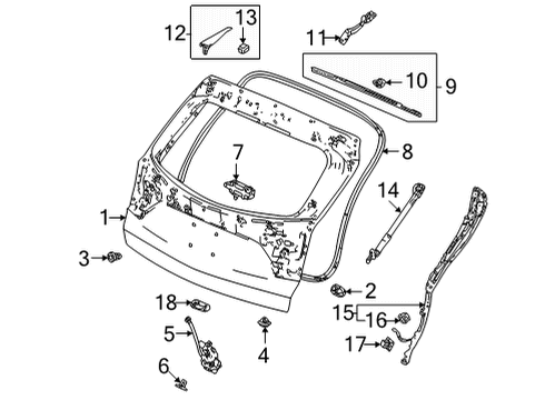 2022 Acura MDX Gate & Hardware Sensor Assembly R, Ptg Diagram for 74934-TYA-A01