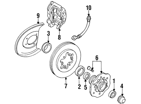 1992 Nissan D21 Front Brakes Hub Assembly Road Wheel Front Diagram for 40202-01N95