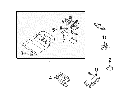 2003 Infiniti QX4 Sunroof Lamp Assembly-Spot, Roof Console Diagram for 26430-2W602