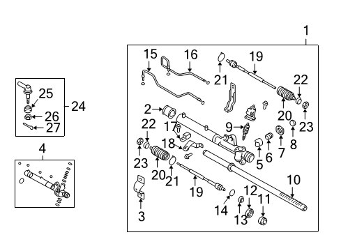 2003 Hyundai Elantra Steering Column & Wheel, Steering Gear & Linkage Steel-Bend Diagram for 577222D000