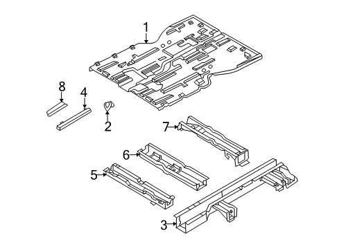 2007 Kia Sedona Pillars, Rocker & Floor - Floor & Rails REINFOCEMENT Assembly Diagram for 65295-4D500