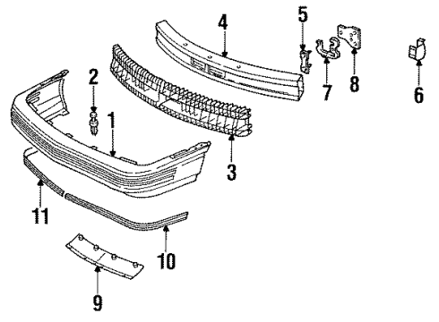 1994 Chevrolet Cavalier Front Bumper Front Bumper Cover *Charcoal Diagram for 22588195