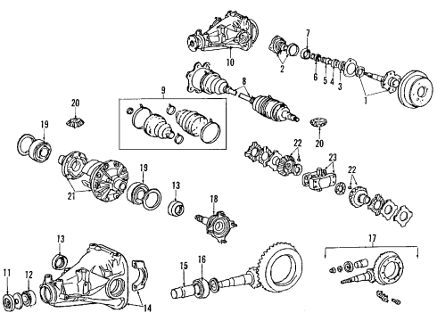 1984 Toyota Celica Rear Axle, Axle Shafts & Joints, Differential, Drive Axles, Propeller Shaft Rear Cv Joint Boot Kit Left Diagram for 04437-14041