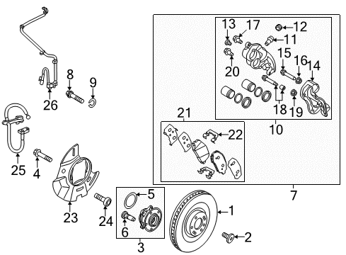 2013 Hyundai Santa Fe Sport Front Brakes Brake Assembly-Front, LH Diagram for 58110-4Z000