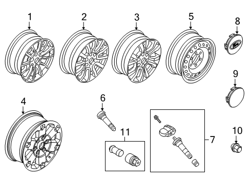 2019 Ford Ranger Wheels Wheel, Alloy Diagram for KB3Z-1007-E