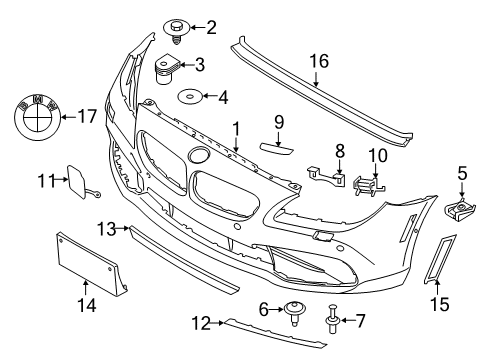 2018 BMW 650i Bumper & Components, Grille & Components Covering Left Diagram for 51117419467