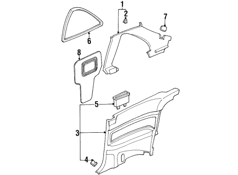 1997 Acura CL Interior Trim - Quarter Panels Cap, Left Rear Windshield Harness (Clear Gray) Diagram for 84183-SV4-A00ZE