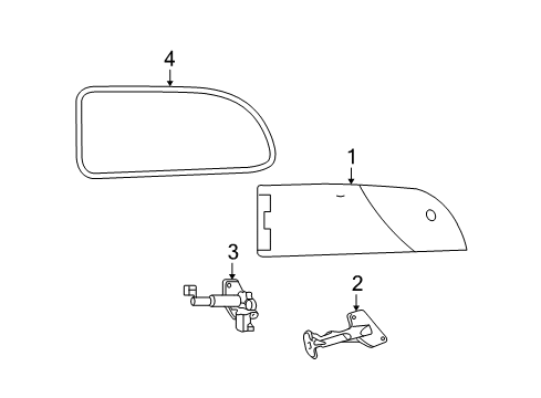 2009 Chrysler Town & Country Side Panel - Glass & Hardware Latch-Quarter Window Diagram for 5109853AB