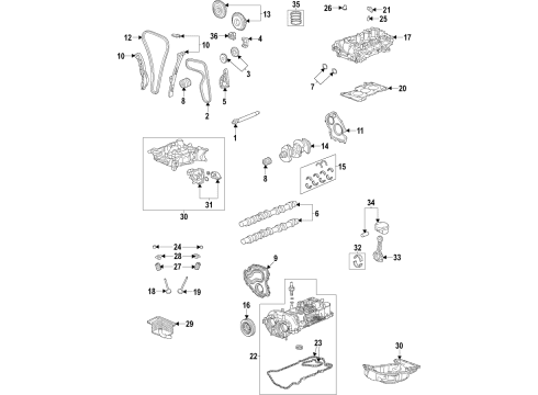 2021 Buick Encore GX Engine Parts, Mounts, Cylinder Head & Valves, Camshaft & Timing, Variable Valve Timing, Oil Cooler, Oil Pan, Oil Pump, Balance Shafts, Crankshaft & Bearings, Pistons, Rings & Bearings Cylinder Head Diagram for 12694943