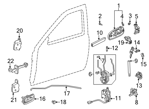 1997 Honda Civic Front Door Handle Assembly, Left Front Door (Outer) (Frost White) Diagram for 72180-S01-A02ZD
