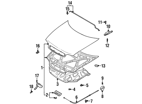 1999 Daewoo Nubira Hood & Components Hinge Bolt Diagram for 94501419