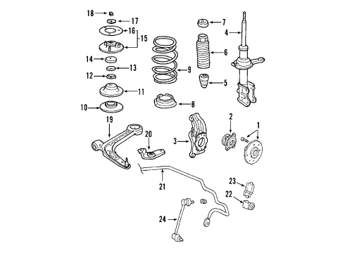 2005 Honda Insight Front Suspension Components, Lower Control Arm, Stabilizer Bar Arm, Left Front (Lower) Diagram for 51360-S3Y-023