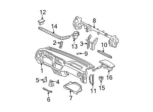 2004 Acura MDX Cluster & Switches, Instrument Panel Beam, Steering Hanger Diagram for 61310-S3V-A02ZZ