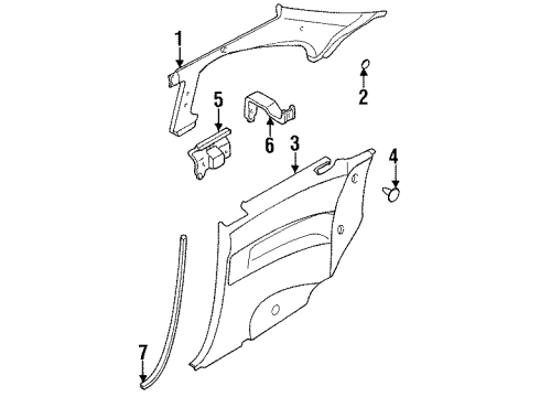 1995 Nissan 240SX Interior Trim - Quarter Panels Clip-Trunk Rear Diagram for 01553-06091