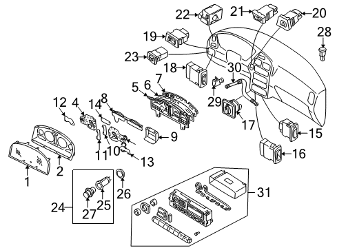 2002 Infiniti QX4 Window Defroster Switch Assy-Seating Diagram for 25500-50Y10