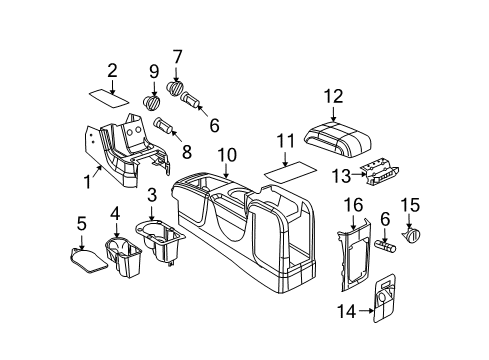 2010 Dodge Journey Console CUPHOLDER-Console Diagram for 68042605AA